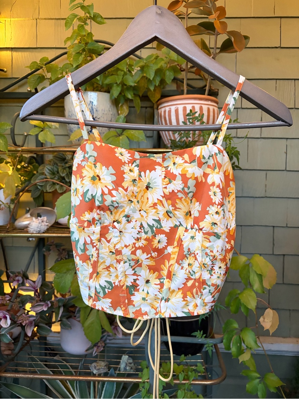 Orange Daisy Corset Top
